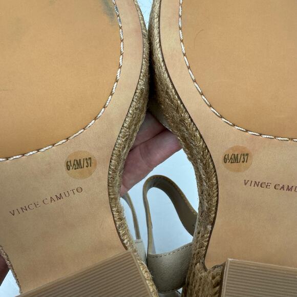 NEW Vince Camuto Ranneli Tan Suede Leather Espadrille Platform Sandal - Picture 14 of 15